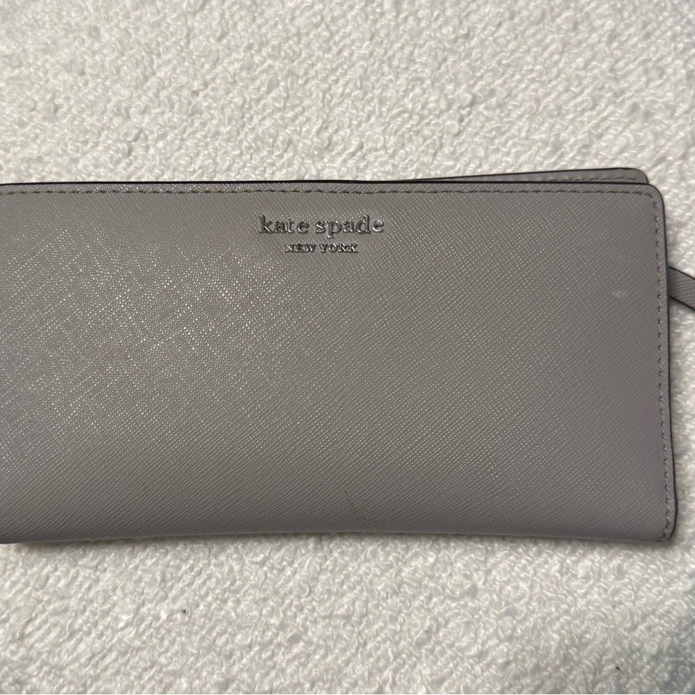 kate spade Gray Saffiano Zip-Around Wallet